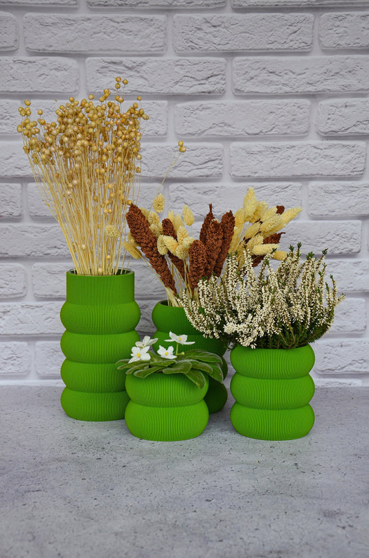 Ribbed Green Decor Vase